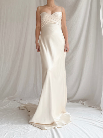 Vintage CB Couture Silk Cowl Back Gown - M/8