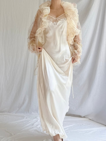 Vintage Paule Vasseur Sheer Tulle Floral Jacket - M/44