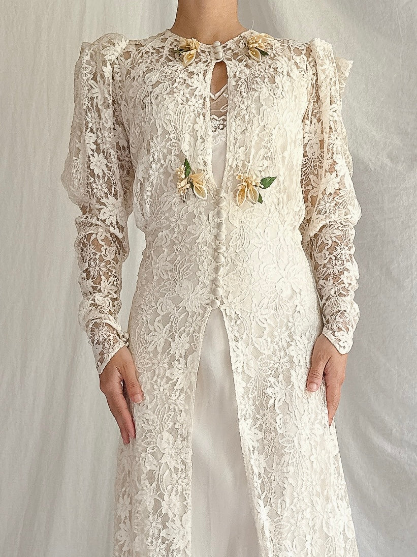 1930s Lace Gown with Slip - S