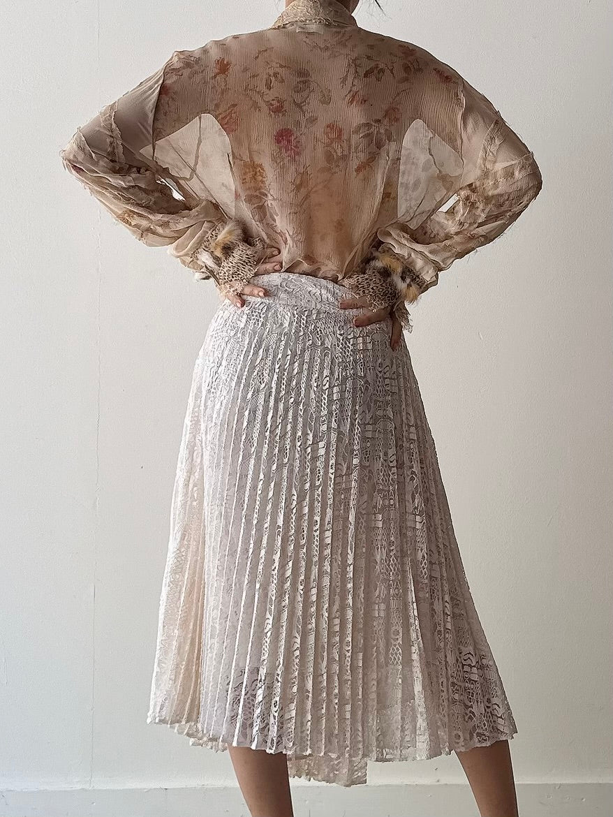 Vintage Gio Mattiolo Silk Lace Skirt - L