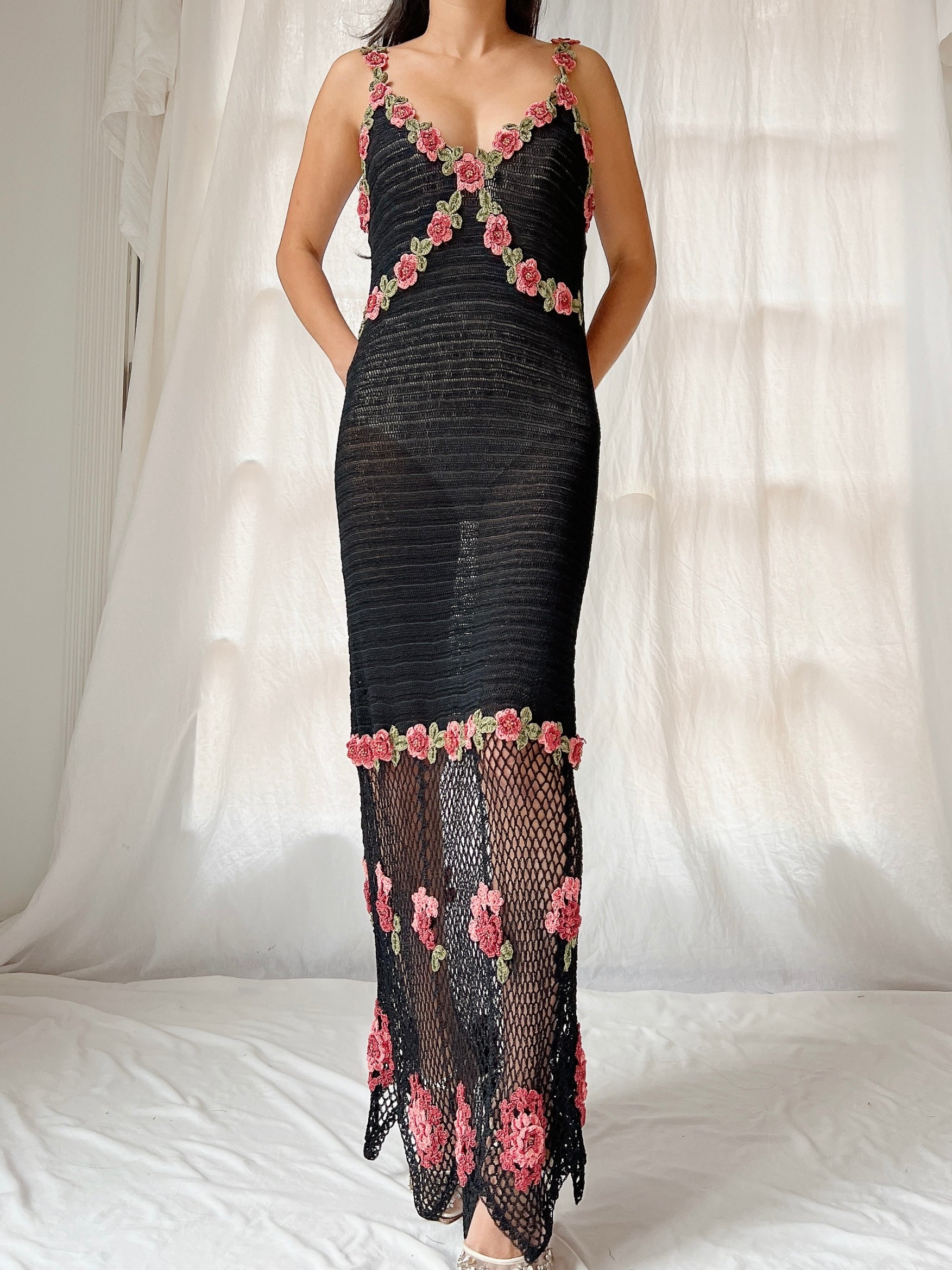 retro crochet dress Reclaimed Vintage mini in multi stripes Fitted silhouette Ravelry: Retro Granny Dress pattern
