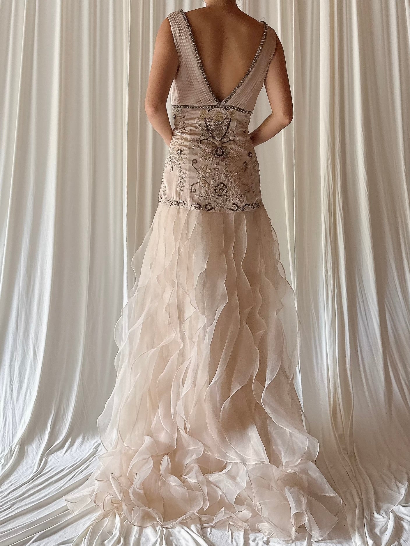 Sue Wong Ruffled Organza Dress - Size 10