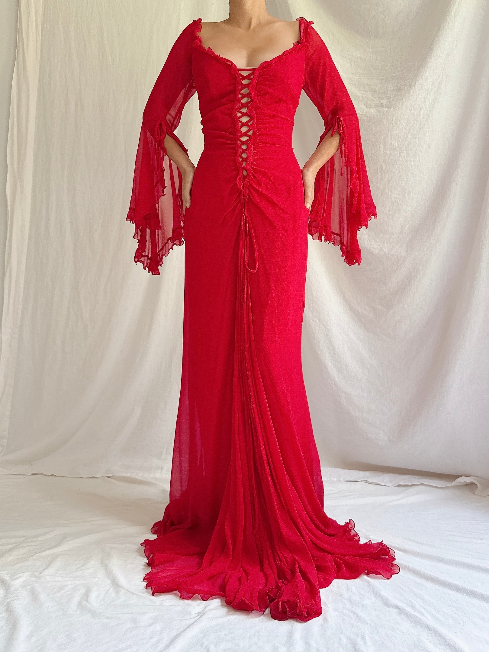 Vintage Bellville Sassoon Silk Gown - UK 14