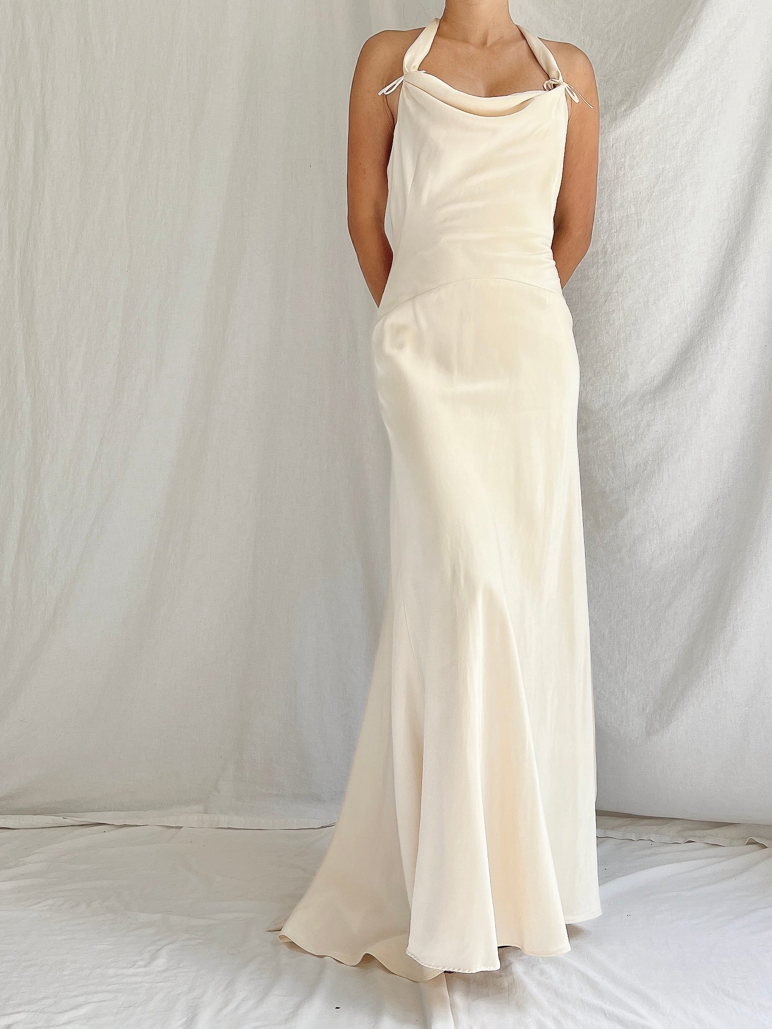 Vintage Double Layered Ivory Silk Gown - XS/2