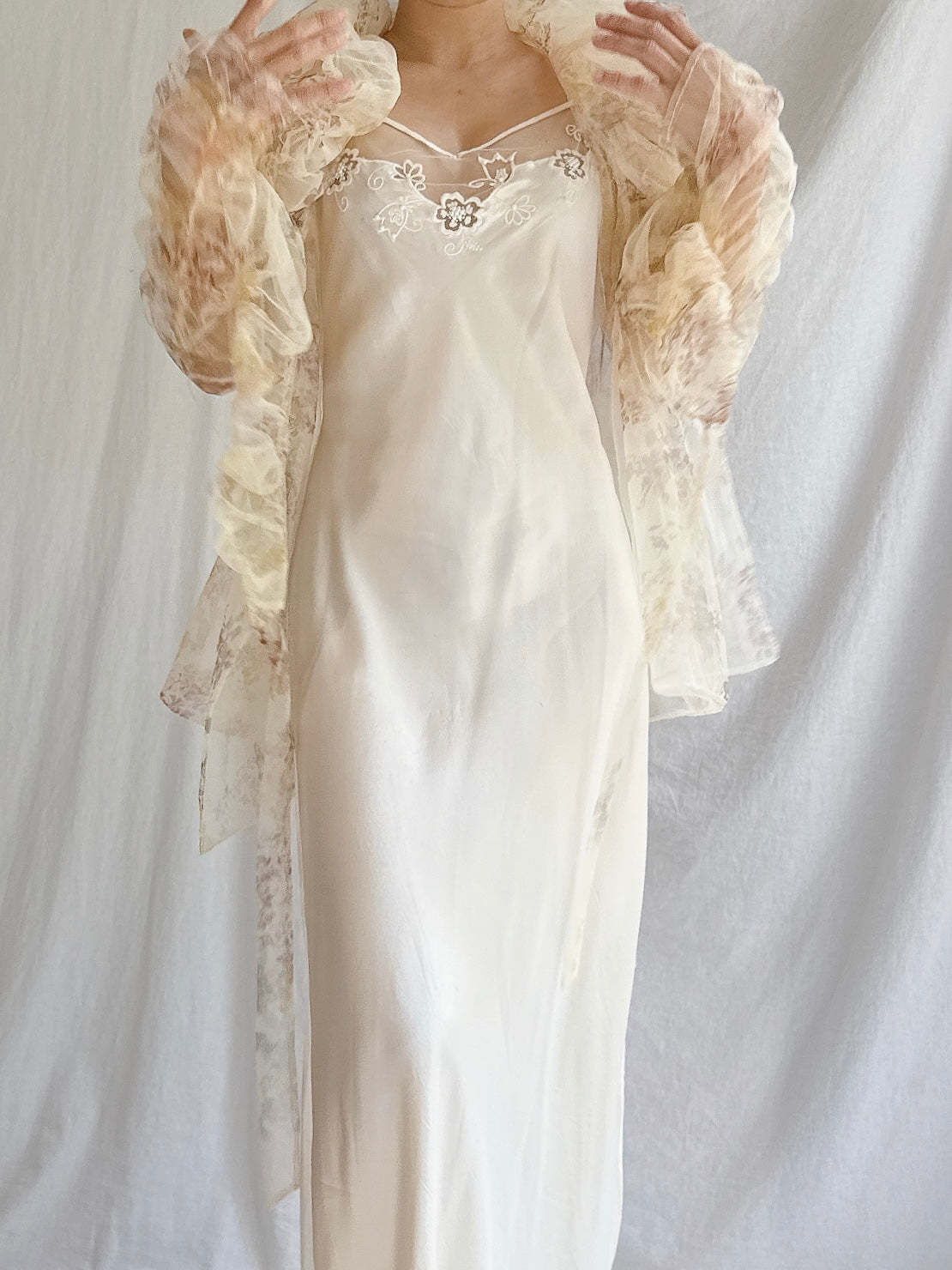 Vintage Paule Vasseur Sheer Tulle Floral Jacket - M/44