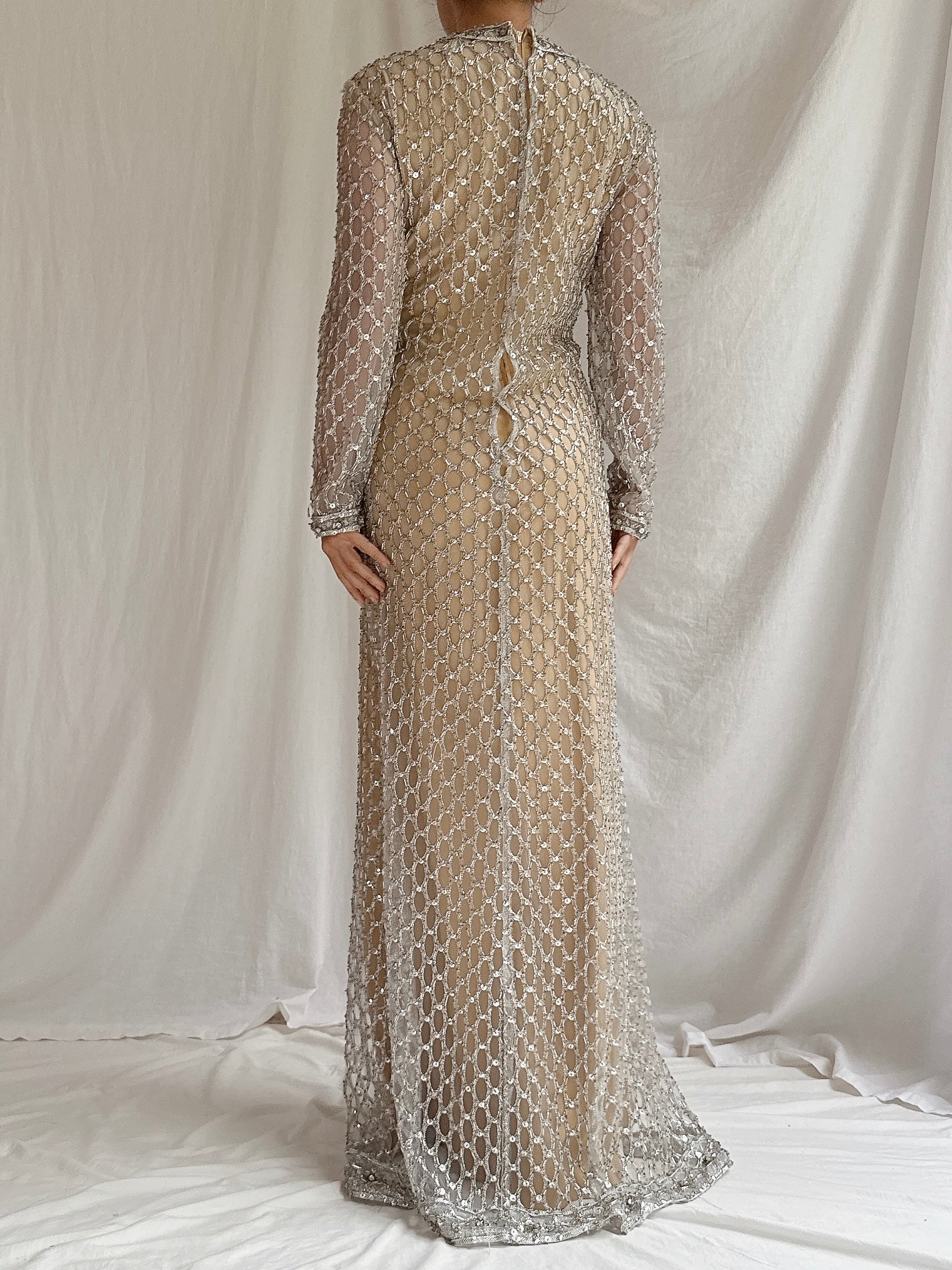 1960s Sequins Net Dress - M