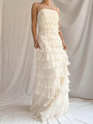 Vintage Silk Tiered Dress - M