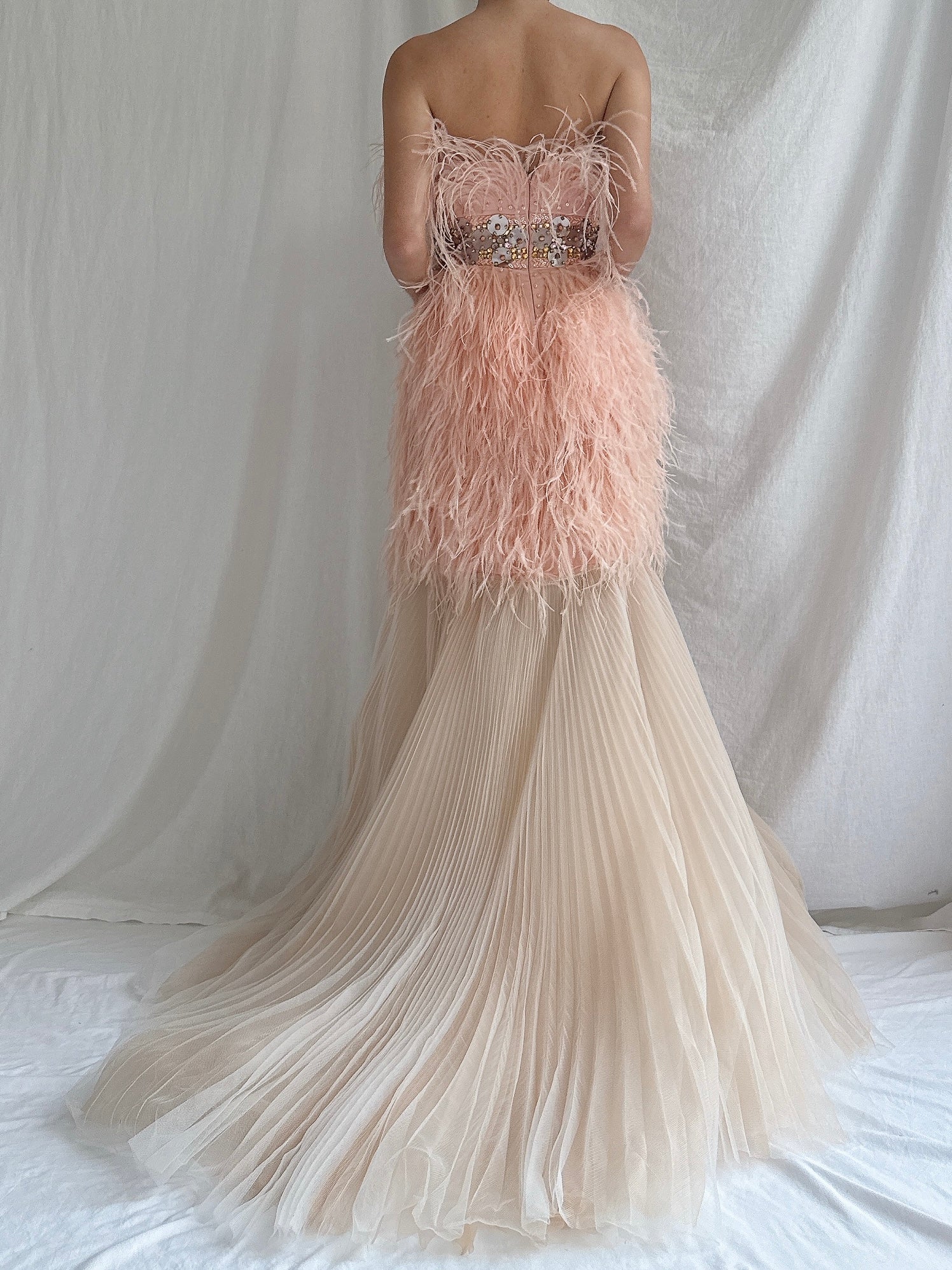 Ostrich Feather Tulle Gown - M 6/8