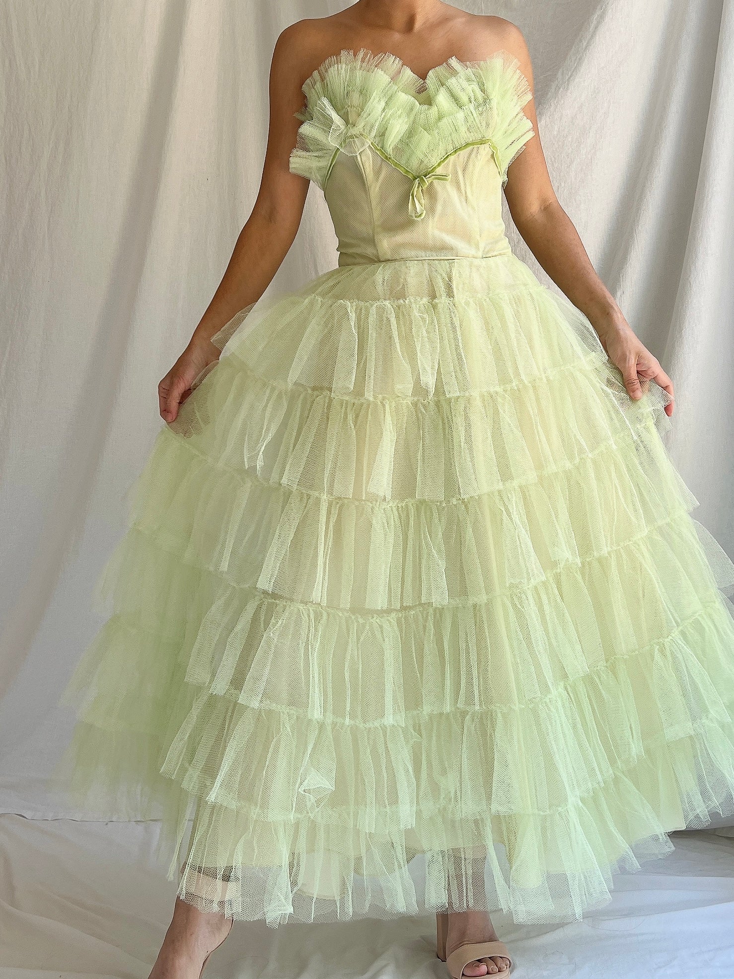 1950s Apple Green Tulle Dress - XS | G O S S A M E R 1950s Apple Green Tulle Dress - XS | G O S S A M E R