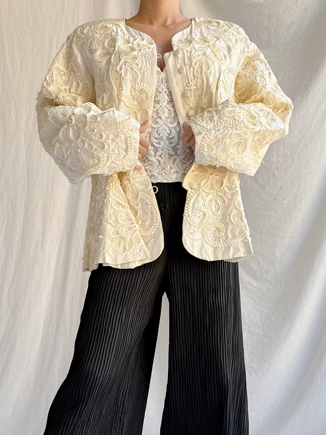 Vintage Fayaz Silk Embroidered Jacket - M