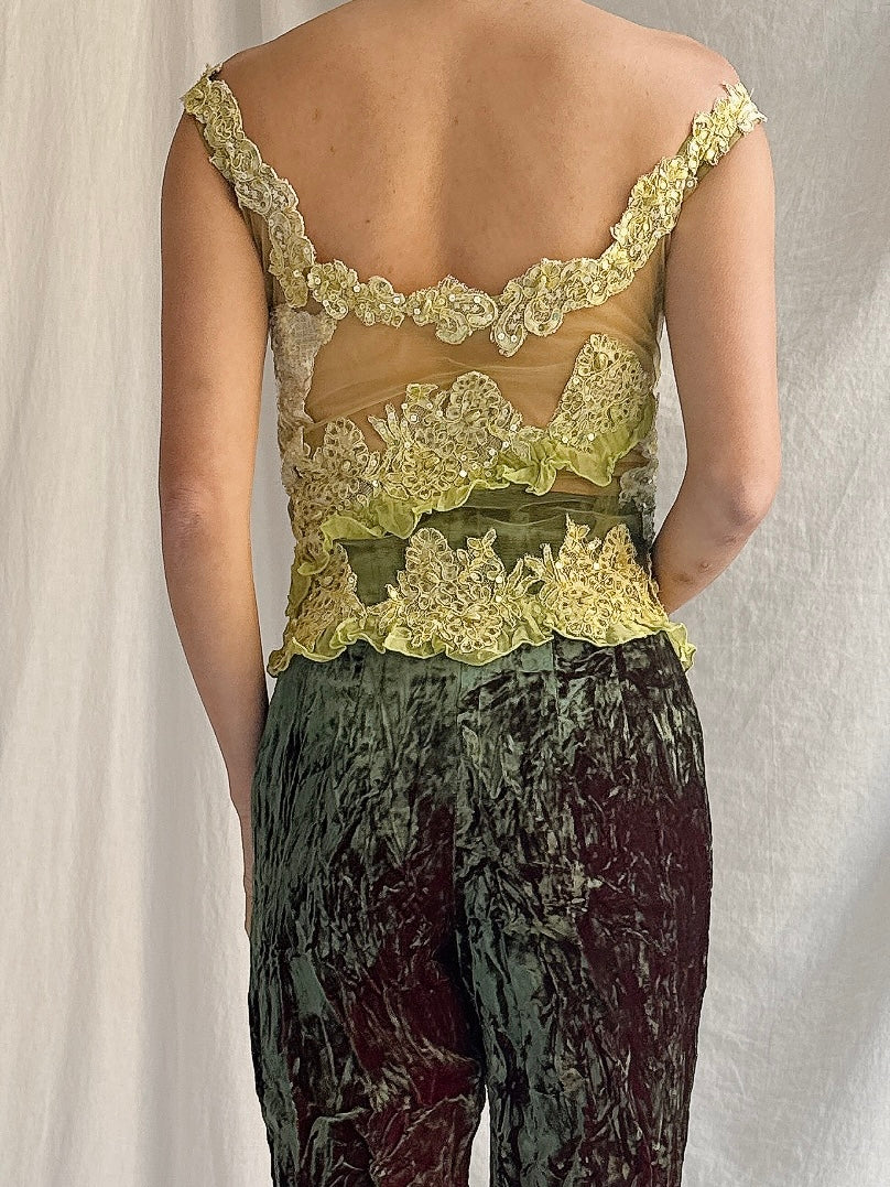 Vintage Sheer Embellished Top - M