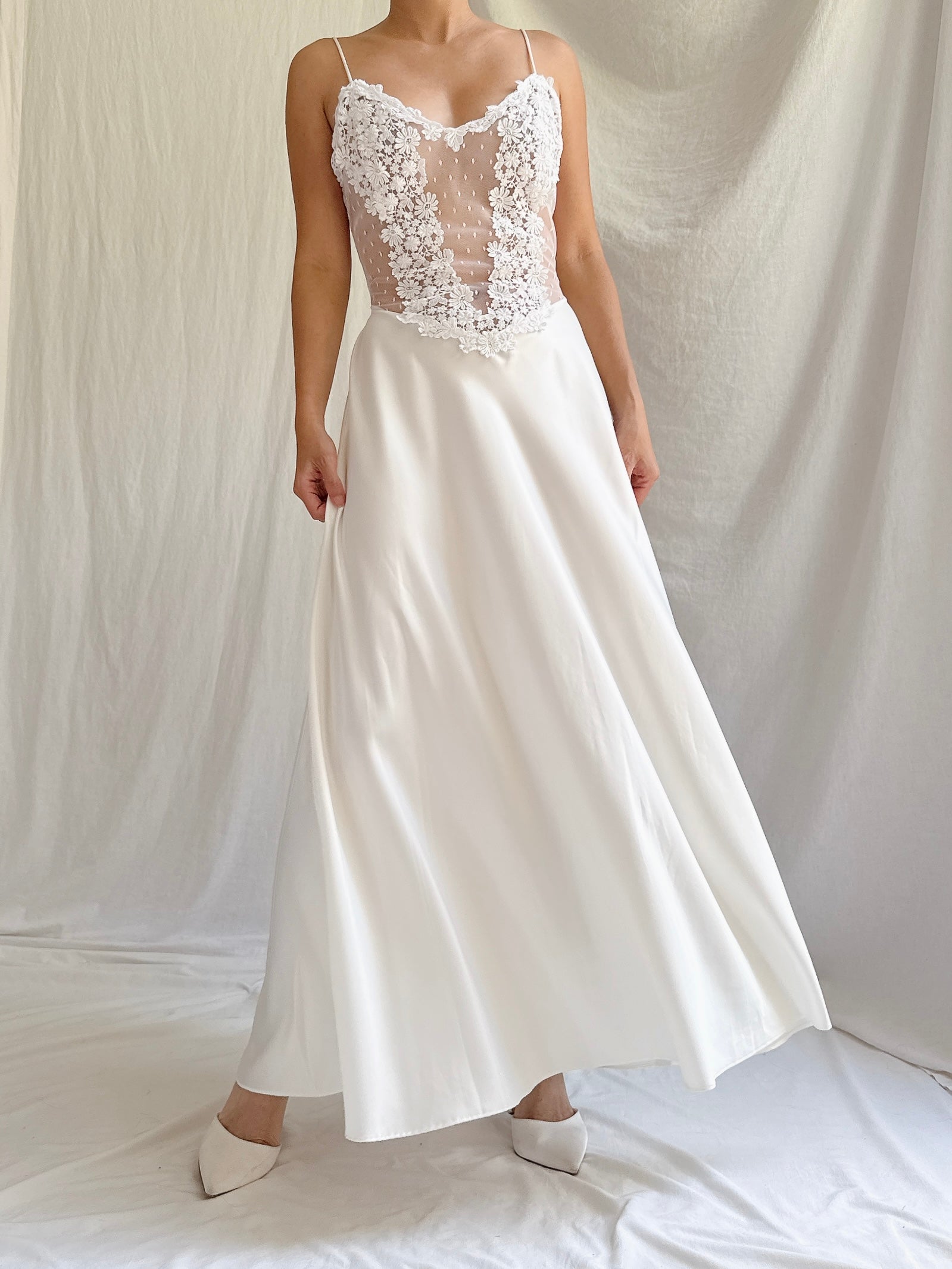 Vintage Sheer Midi Slip Dress - S/M