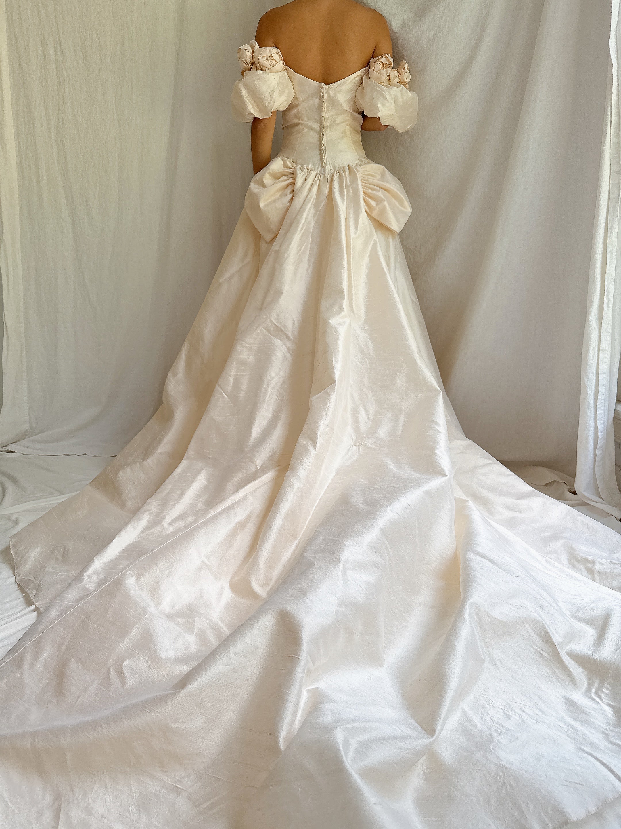 Vintage Silk Rosette Gown - XS
