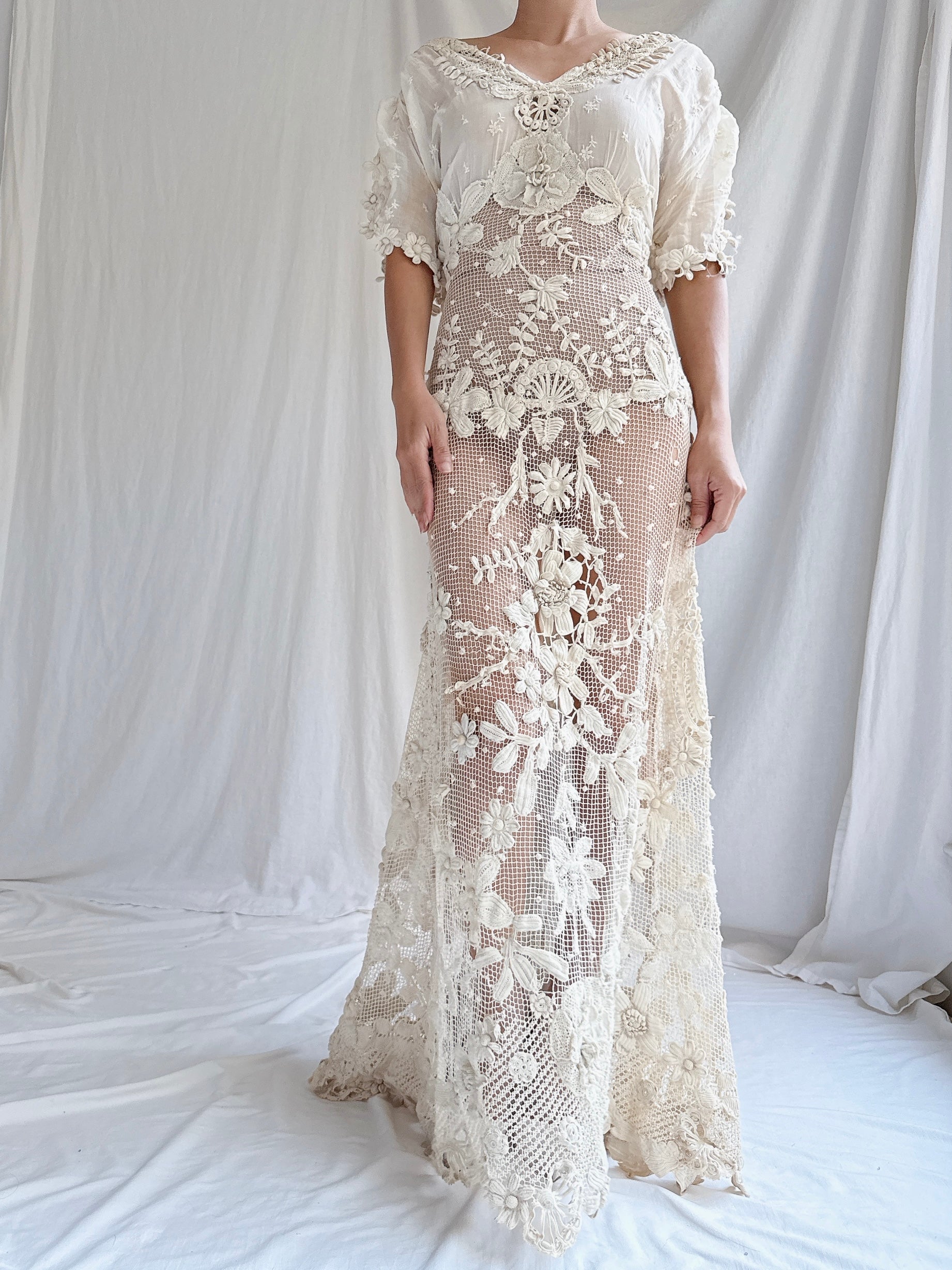 Antique Irish Lace Gown - S