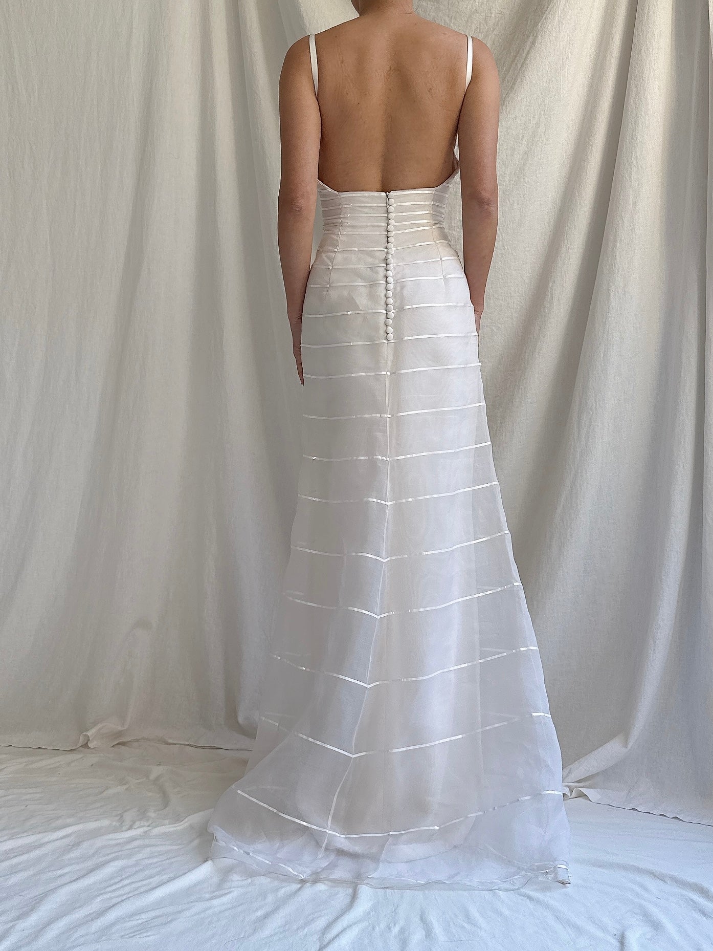 Vintage Yumi Katsura Silk Organza Striped Gown - M/6/8