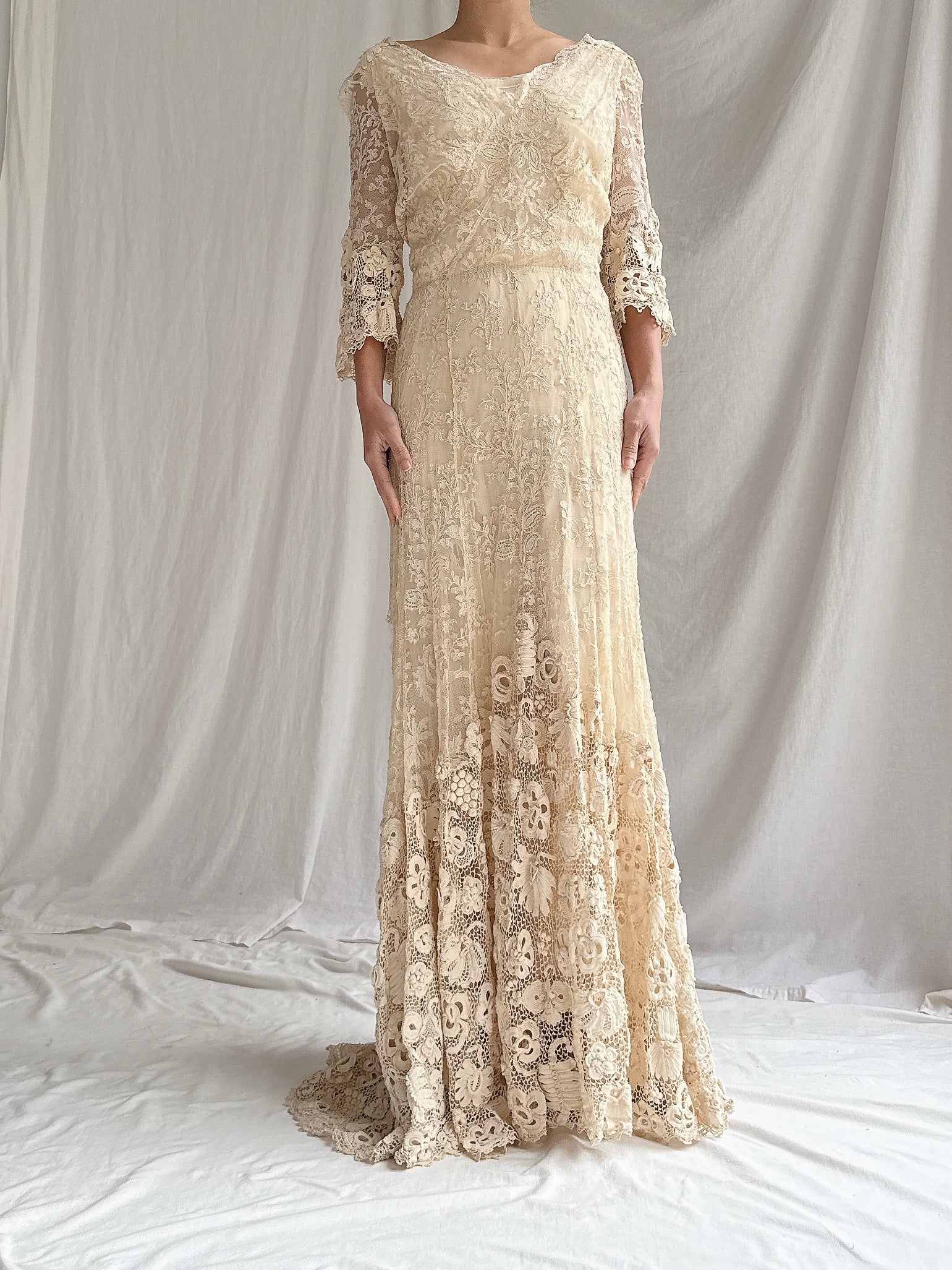 Antique French and Irish Lace Gown - XS