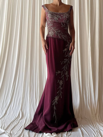 Vintage Steven Yerrick Burgandy Gown - US 6