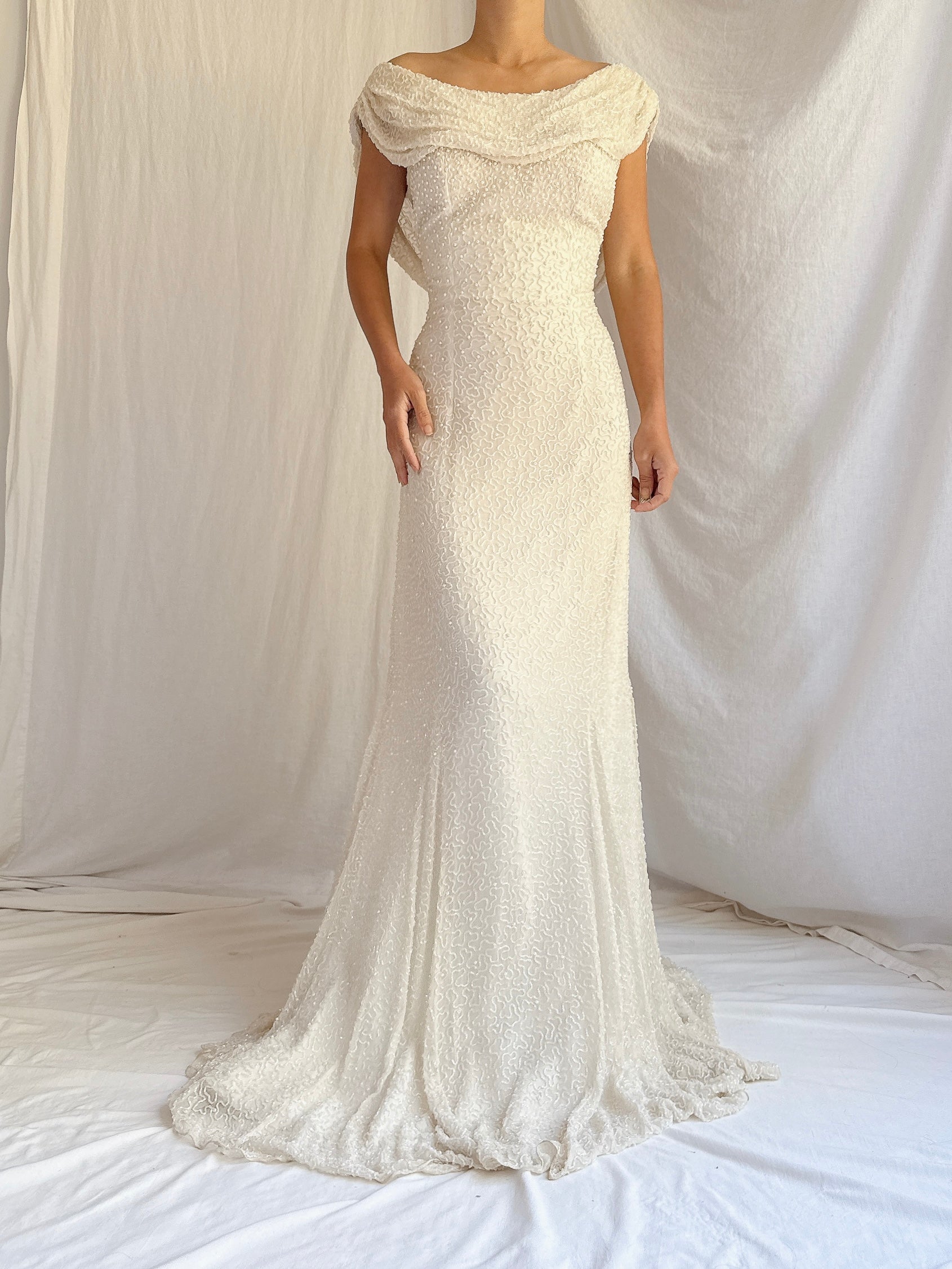 Vintage Silk Beaded Gown - S