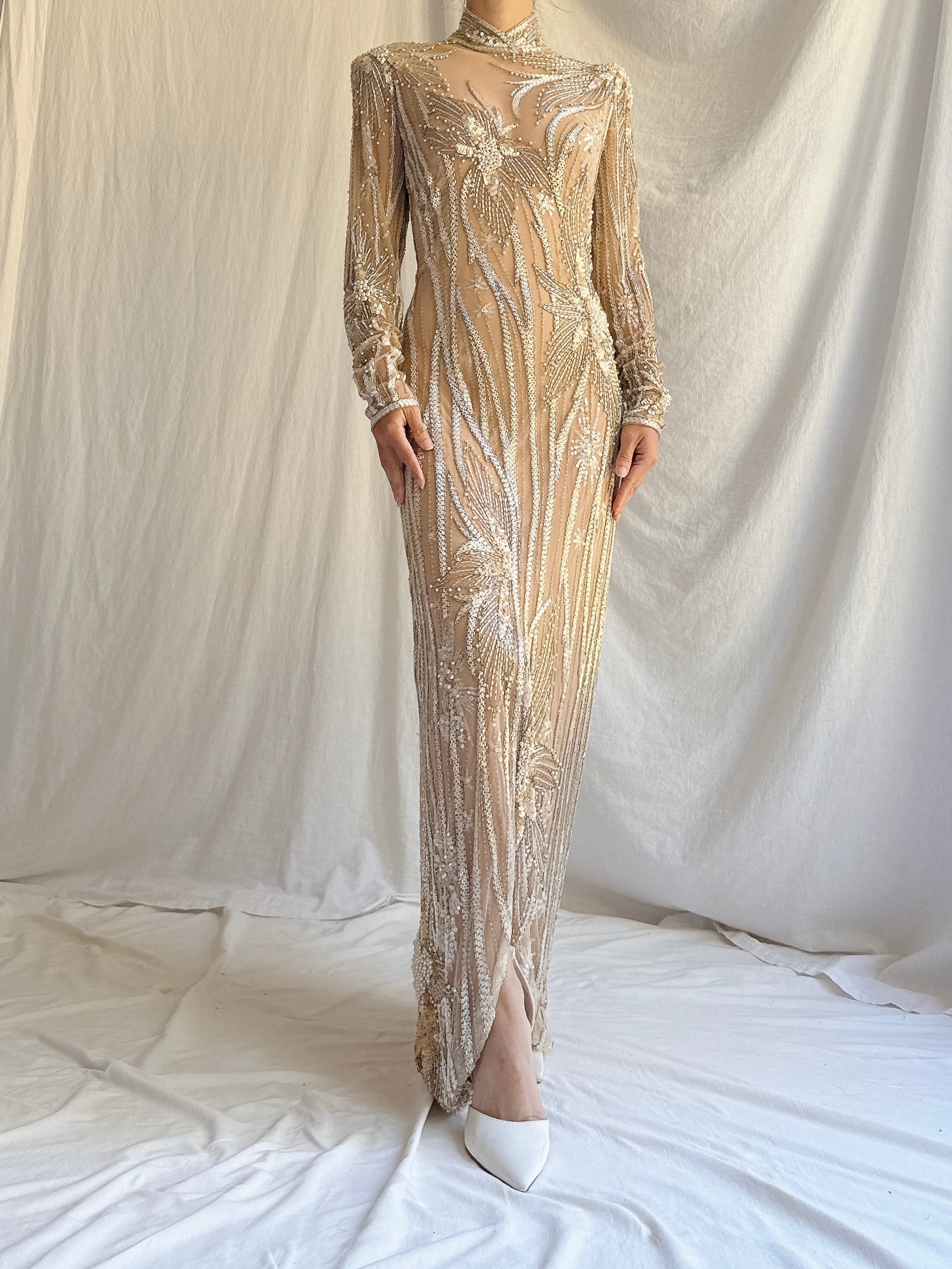 Vintage Bob Mackie Silk Beaded Gown - M
