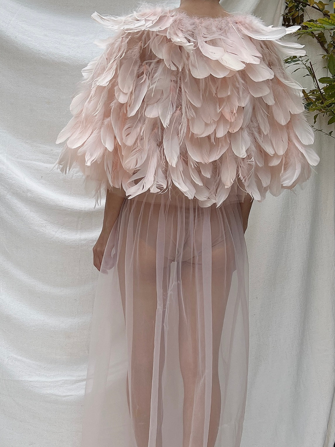 Vintage Pink Feather Cape - OSFM