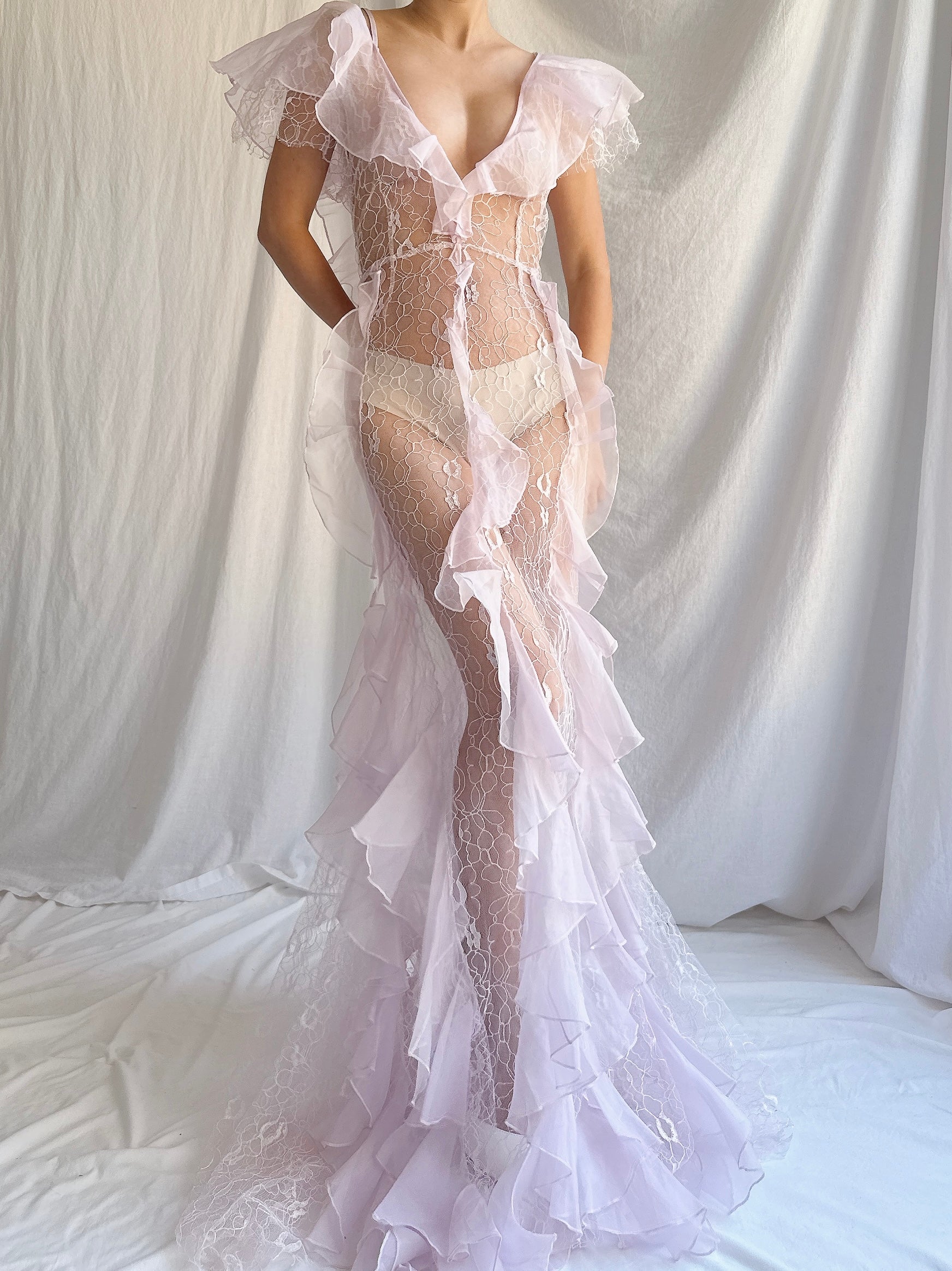 Silk Organza & Lace Gown - M