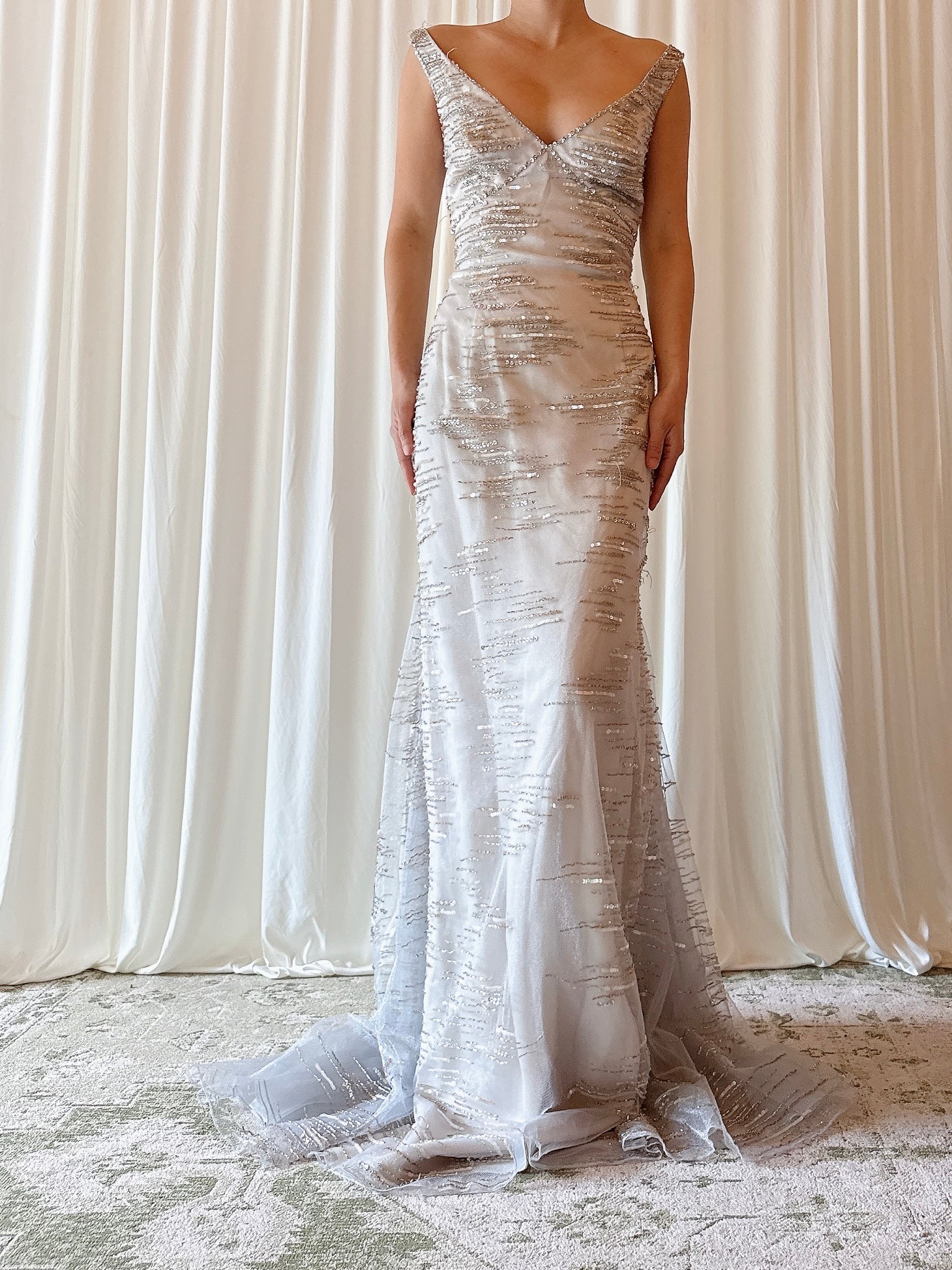 Vintage Steven Yerrick Gray Beaded Dress - US 10