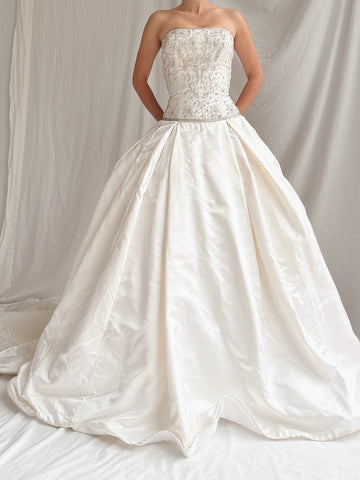 Vintage Silk Strapless Gown - M