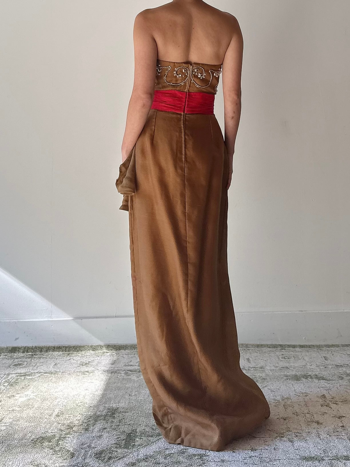 Vintage Stara Paris Silk Woven Gown - S