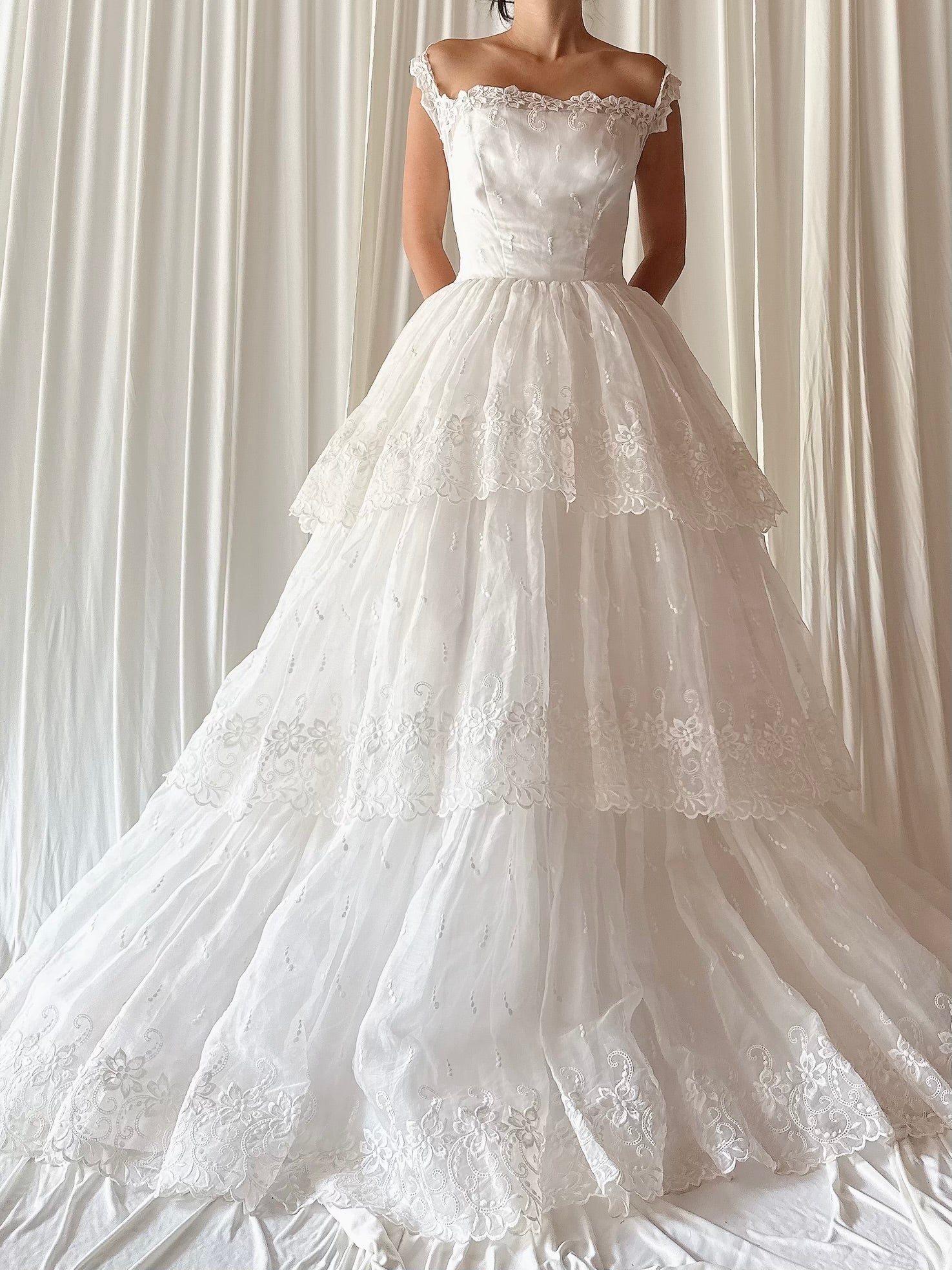 1950s Organdy Tulle Gown - XS/S