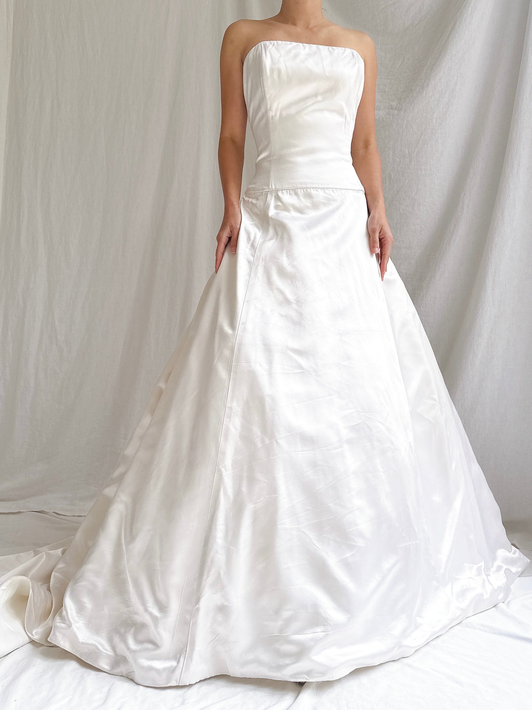 1990s Amsale Silk Strapless Gown - M/6