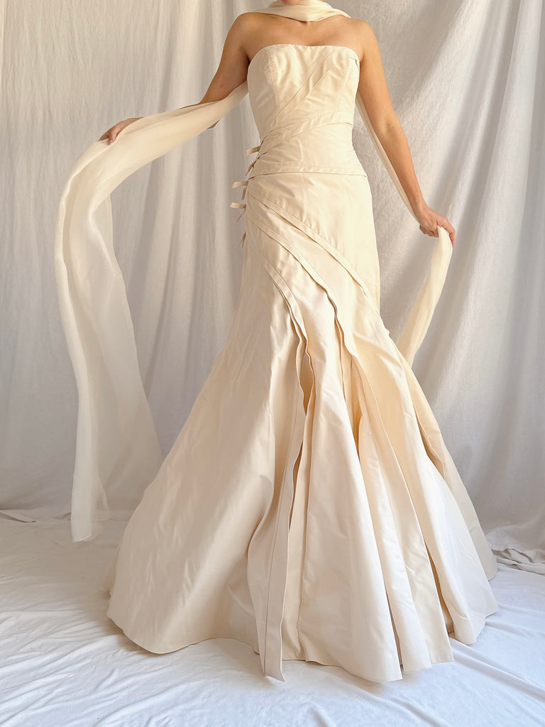 Vintage Vera Wang Champagne Silk/Cotton Gown