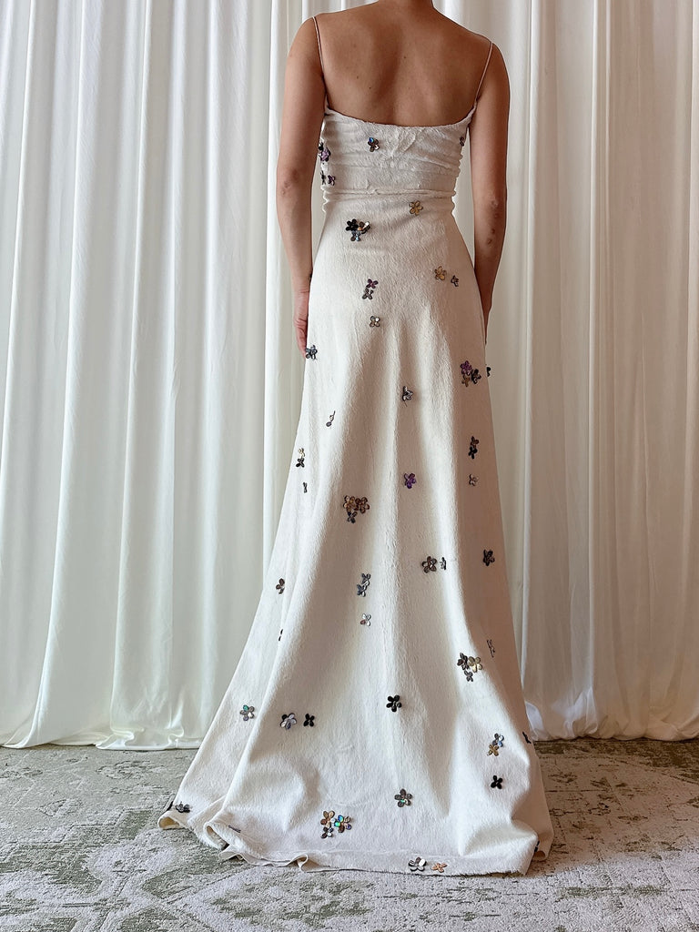 ben de lisi evening dresses 1990s Ben de Lisi One Shoulder Aubergine Silk Chiffon Dress Shrimpton Couture