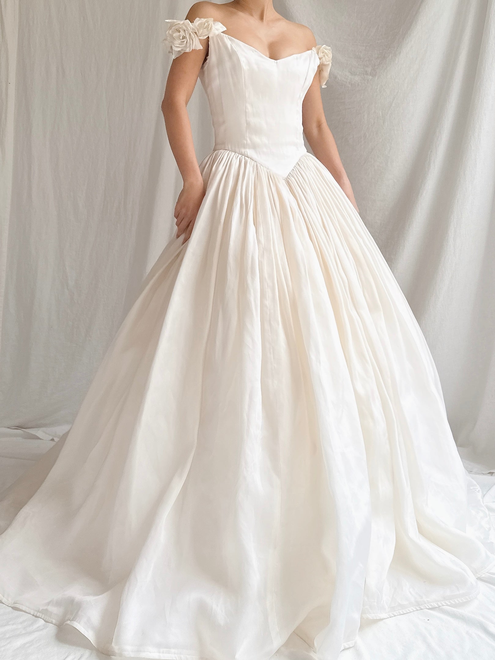 Vintage Silk Organza Off-the-Shoulder Gown - XS/2