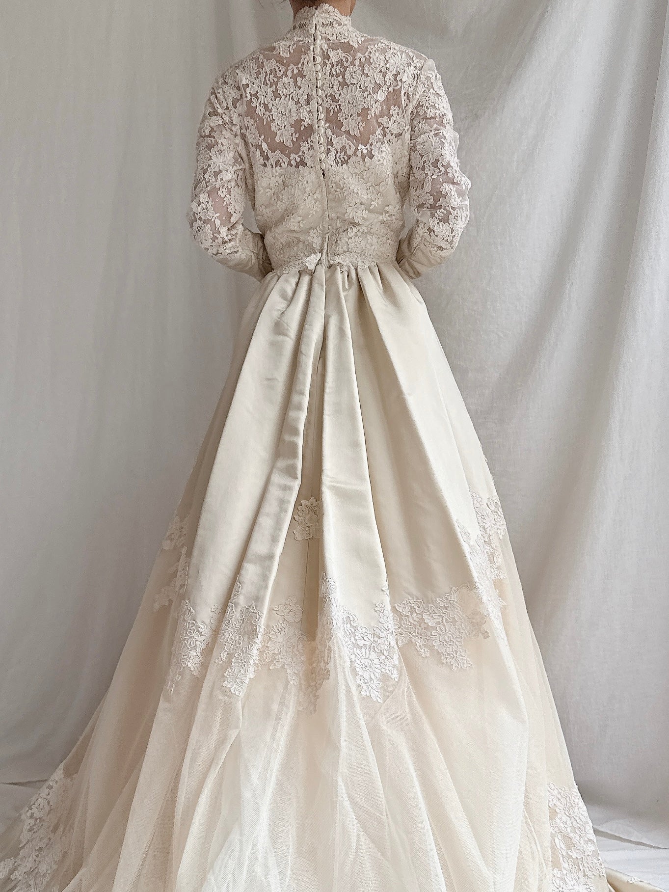 1960S Silk and Tulle Lace Gown - S