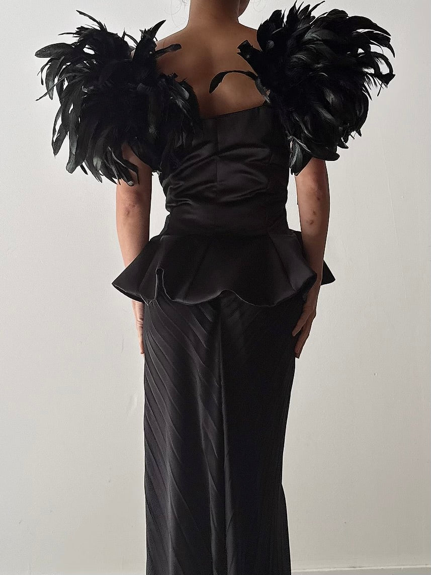 Vintage I.Magnin Feathered Jacket - M
