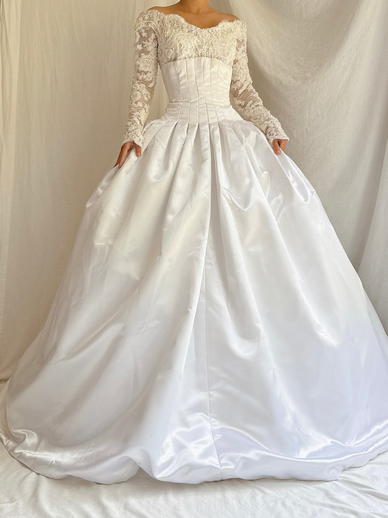 Vintage Daniel Degli Onofri Satin & Lace Gown - L/10