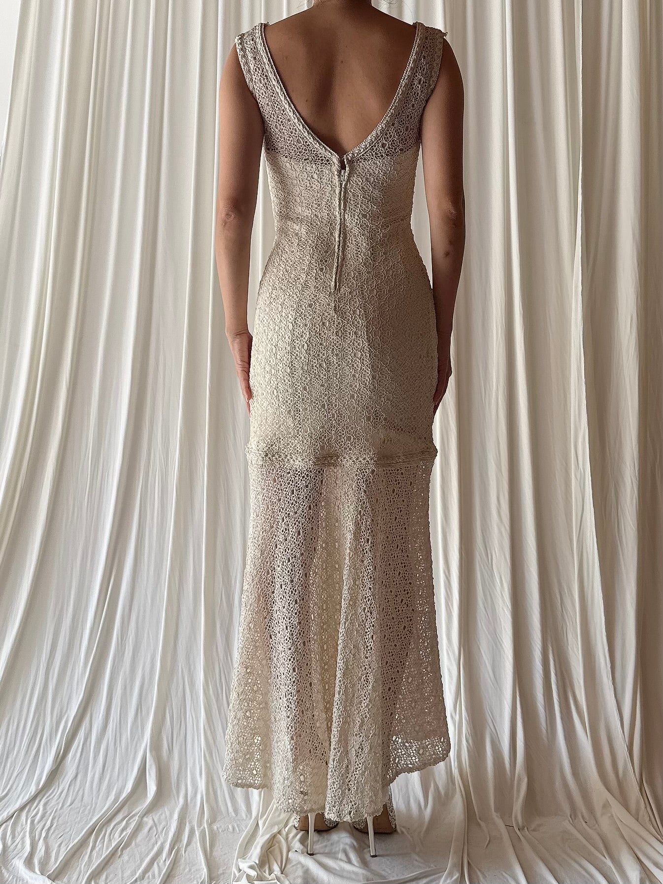 Vintage Crochet Midi Dress - S