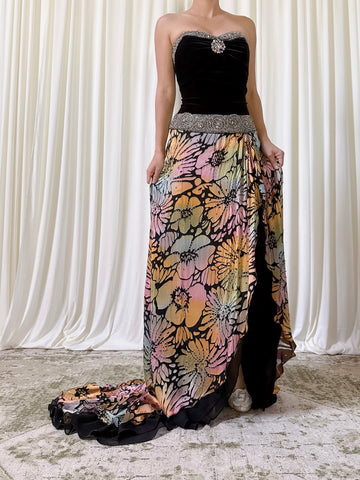 Vintage Dingeo Velvet & Silk Dress - Size 6