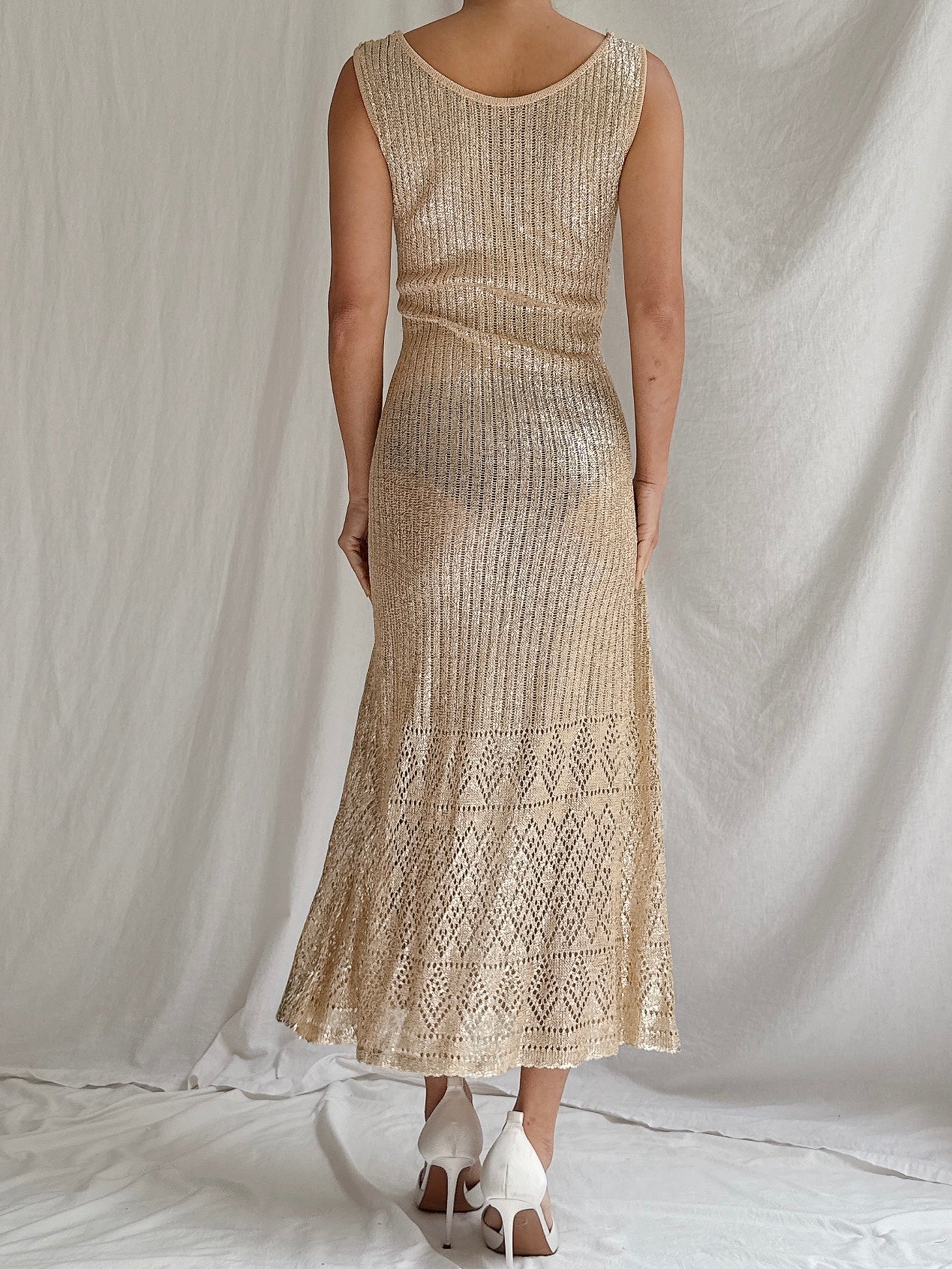 Vintage Italian Metallic Knit Dress - M