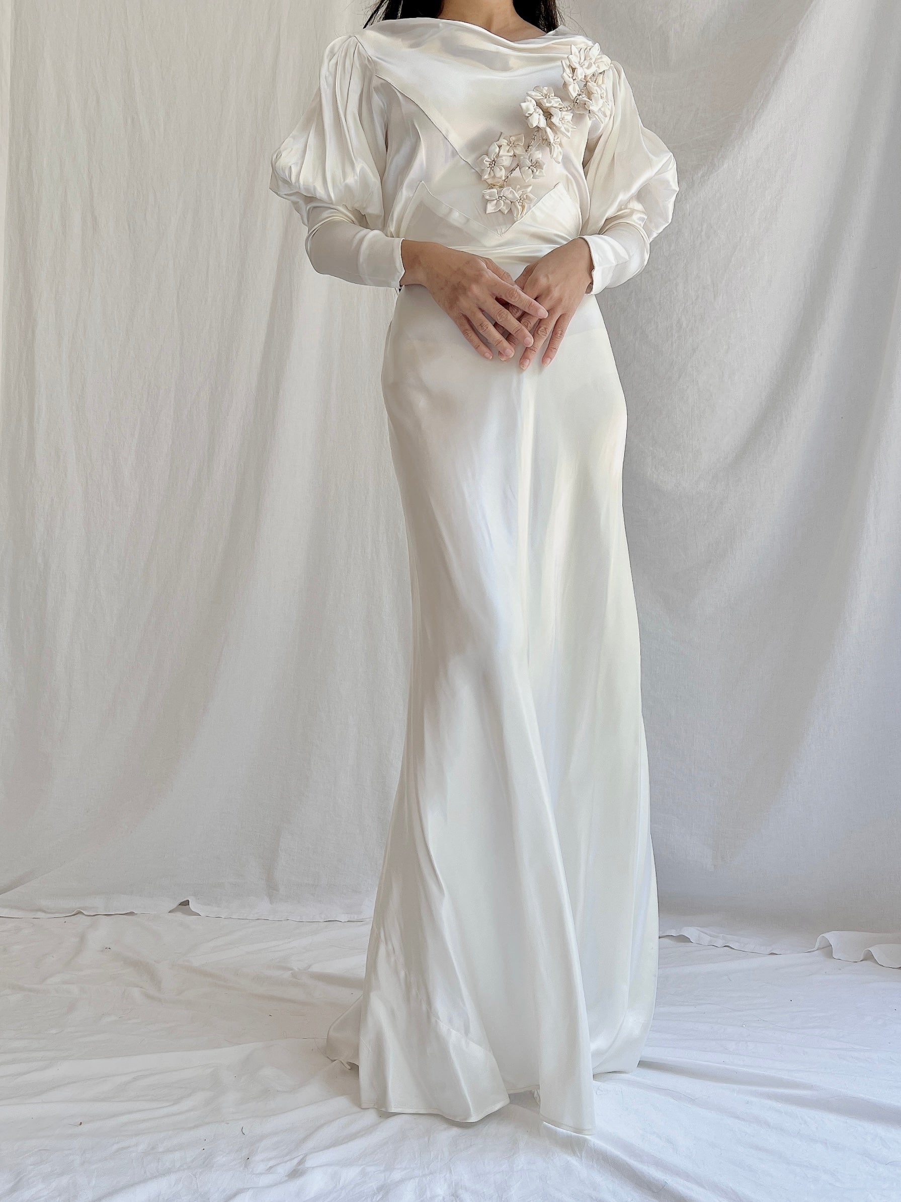 1930s Candelight Satin Gown - S