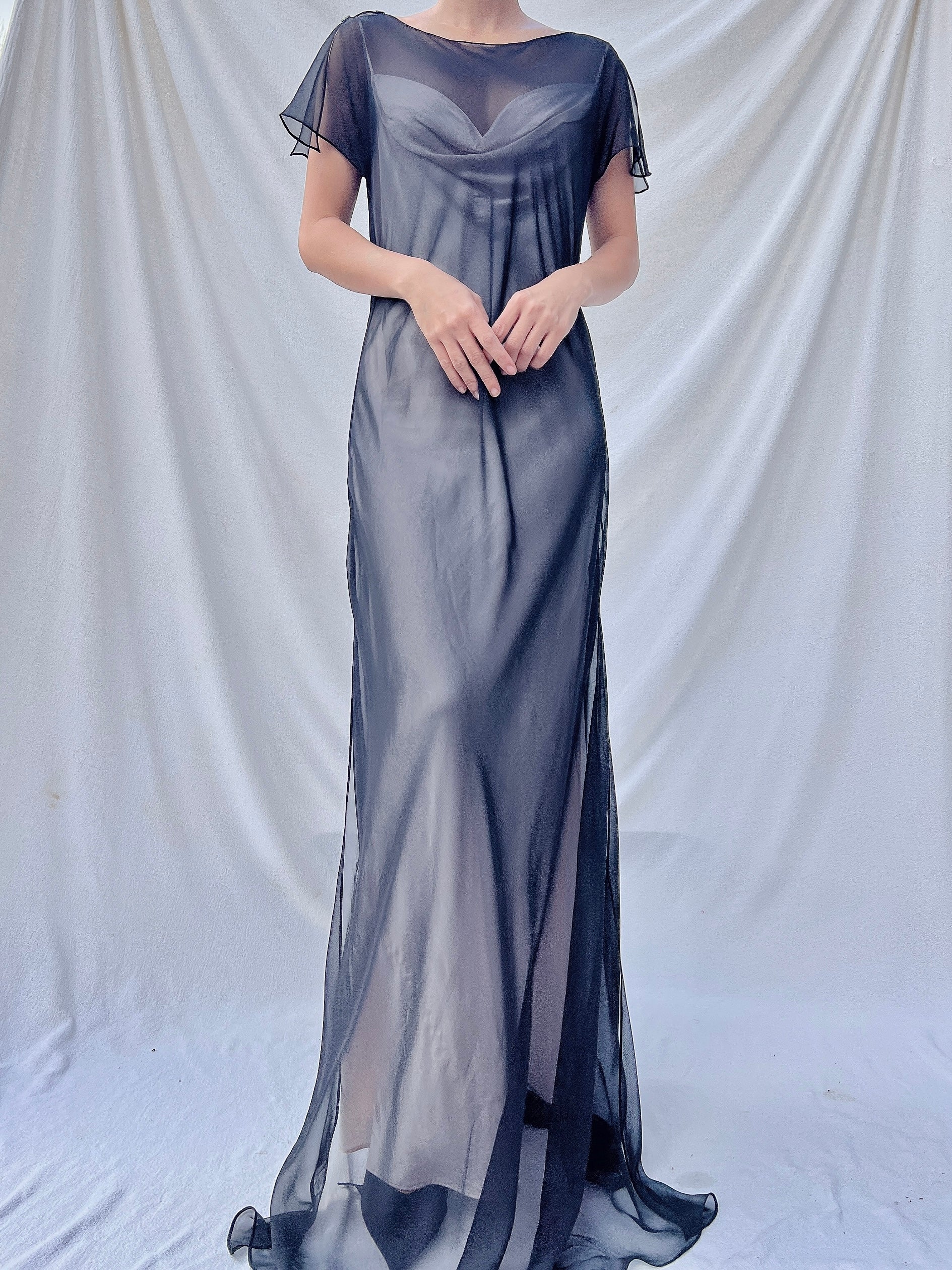 Vintage Sheer Chiffon Gown - S