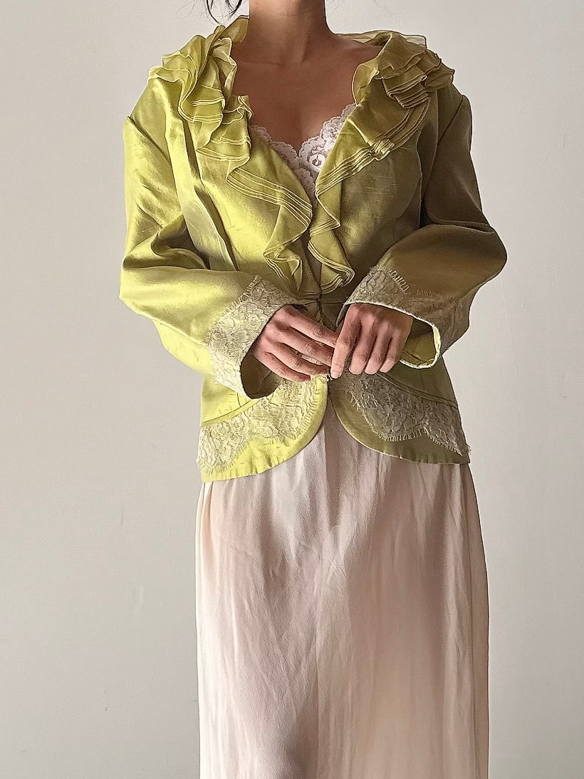 Vintage Maria Coca Chartreuse Silk Top - UK16/US14