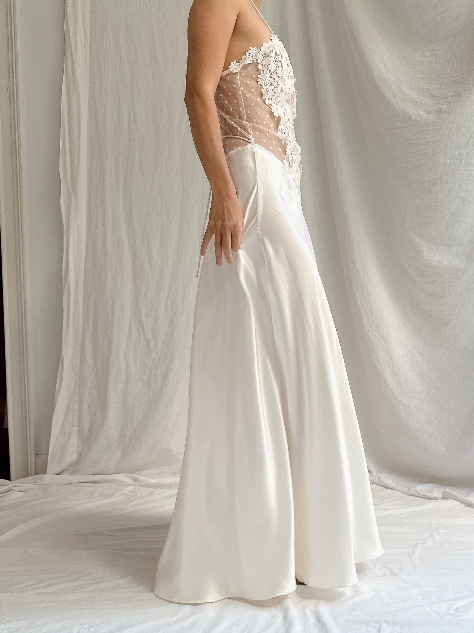 Vintage Satin Illusion Slip Dress - M