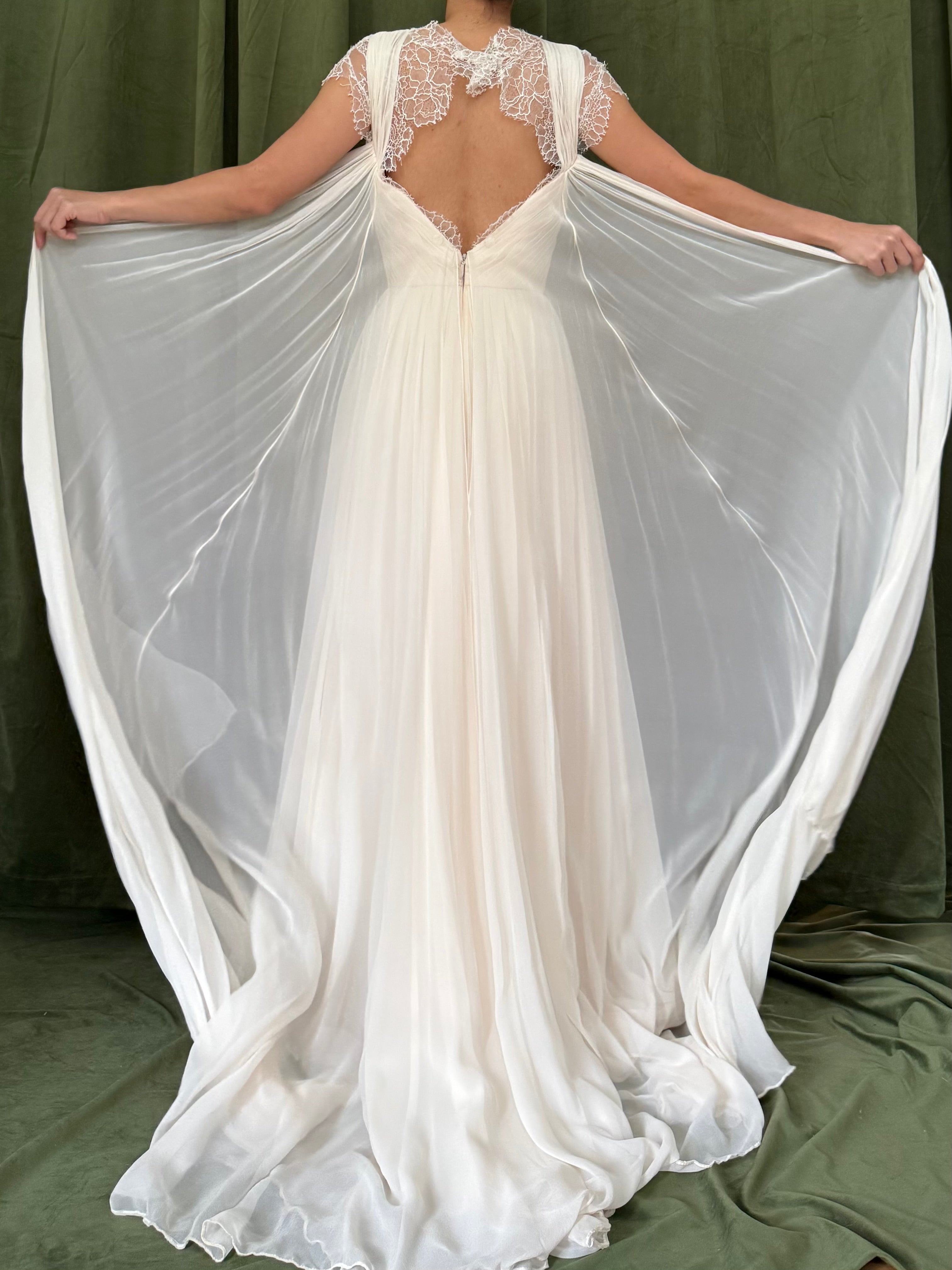 Vintage Monique Lhuillier Silk Chiffon Gown - S