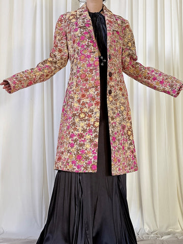 Vintage Tricot Chic Floral Jacket - Size 44