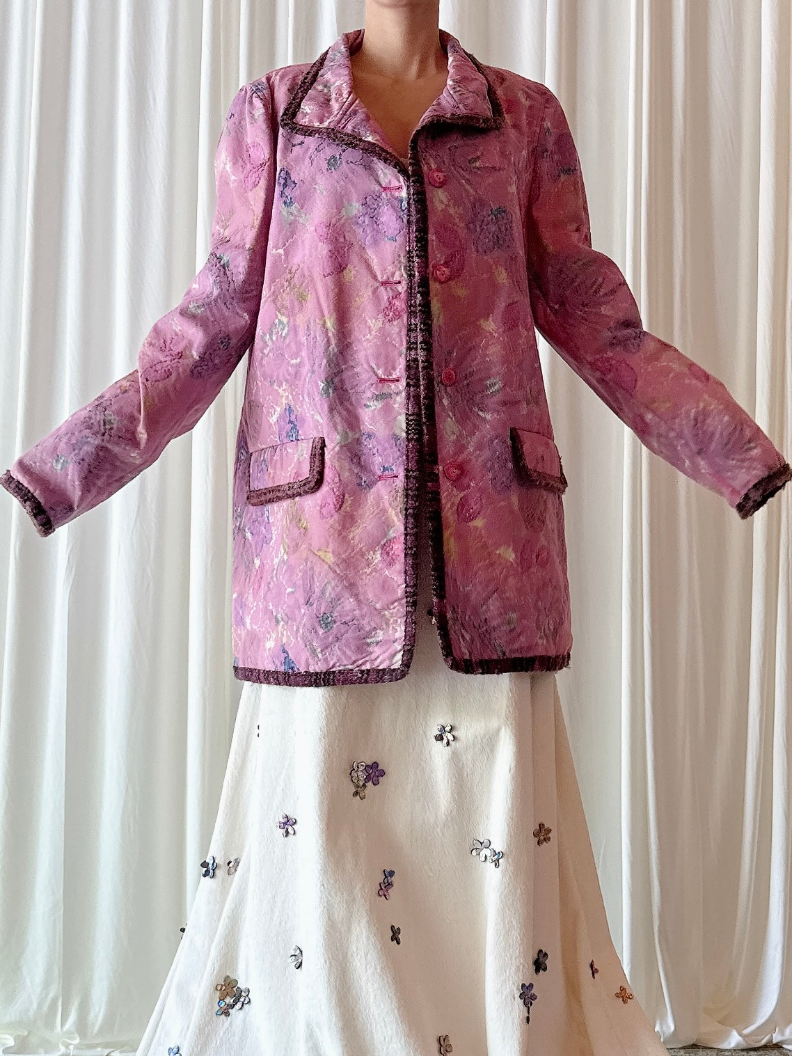 Vintage Alta Moda Luan Sare Pink Abstract Jacket - FR 44 / IT 48
