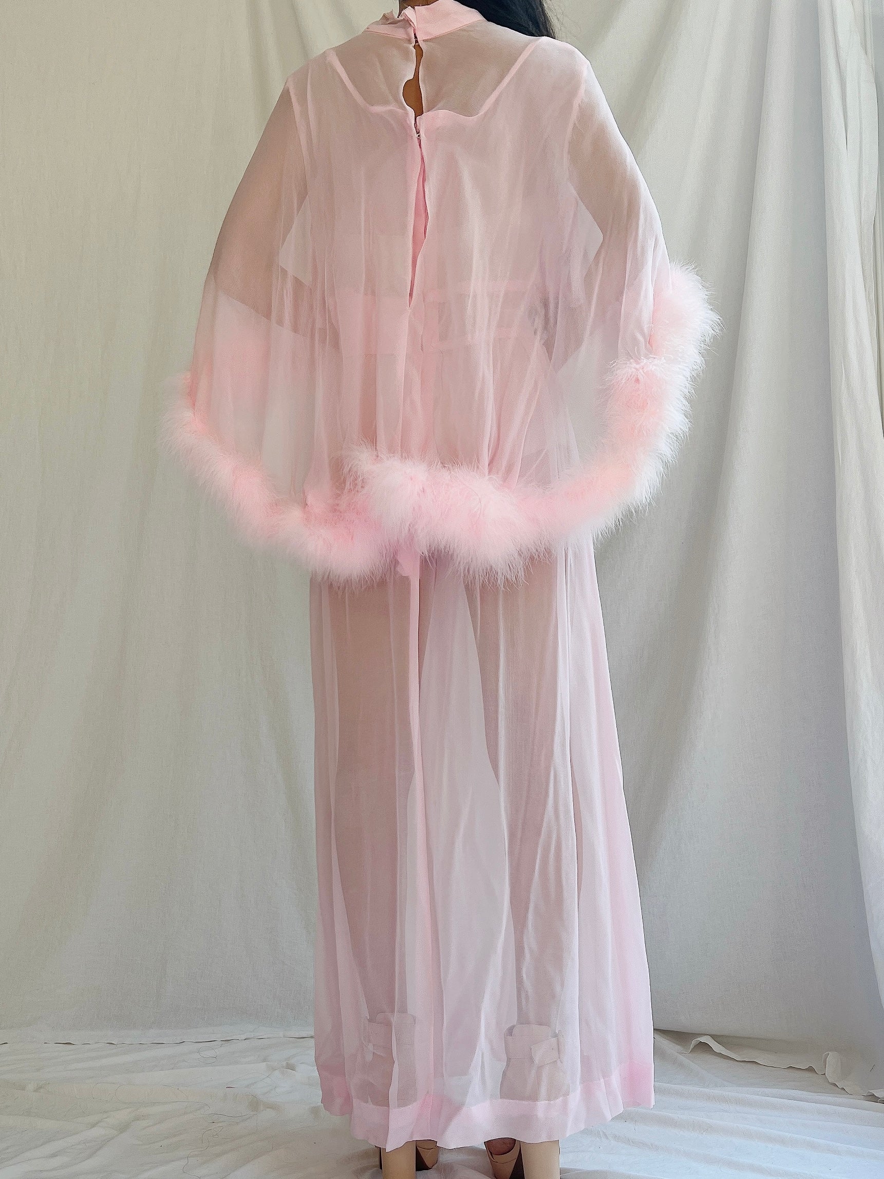 1960s Sheer Feather Cape Dress - S/M