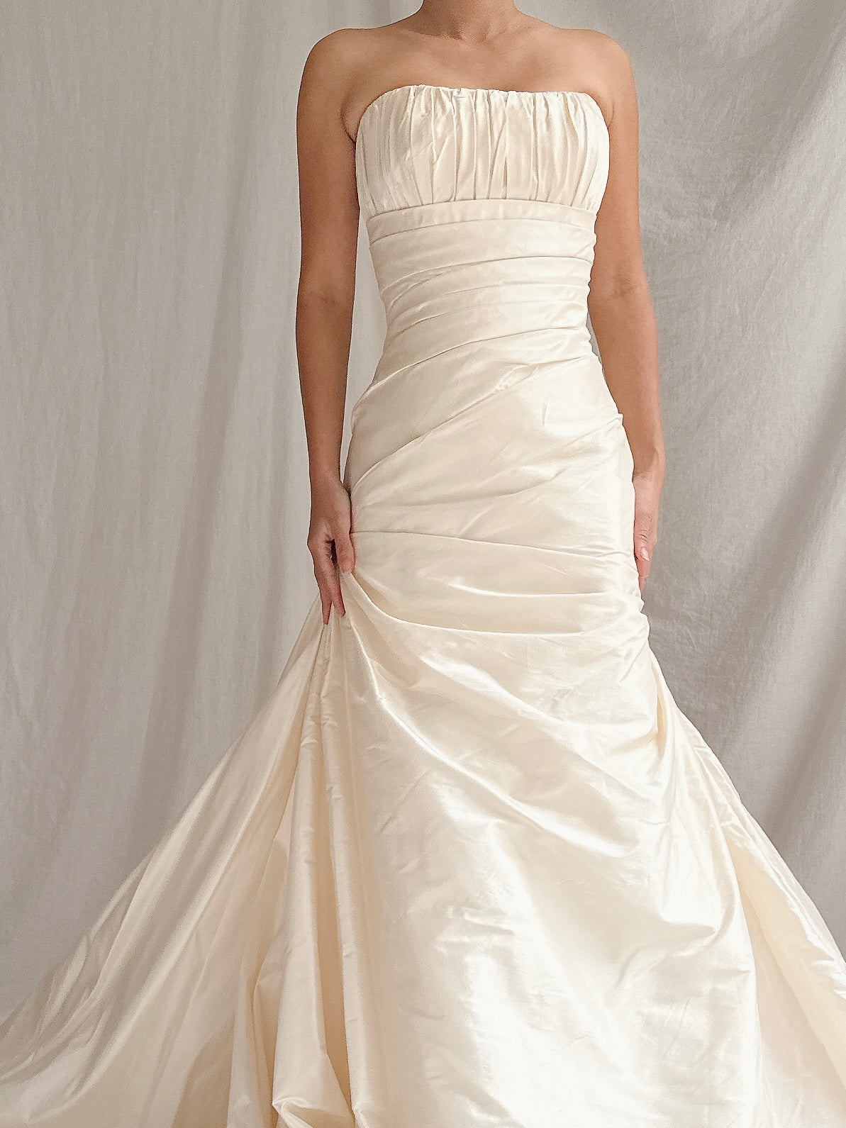 Vintage Pronovias Strapless Silk Gown - M