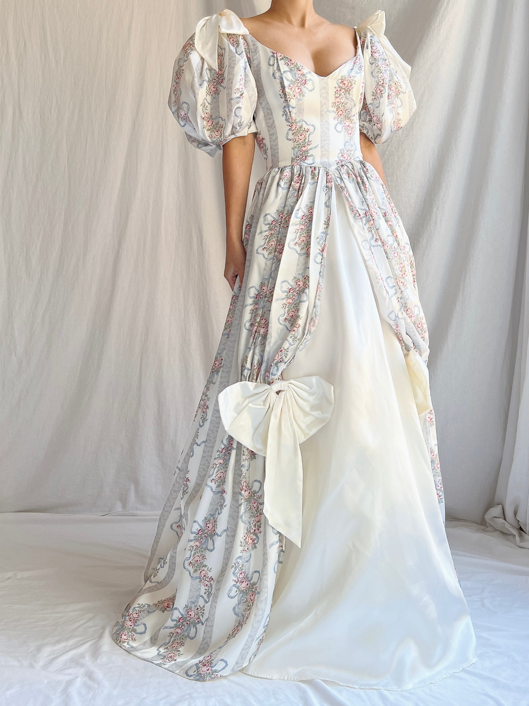 Gunne Sax Floral Puff Sleeve Gown - XS/5