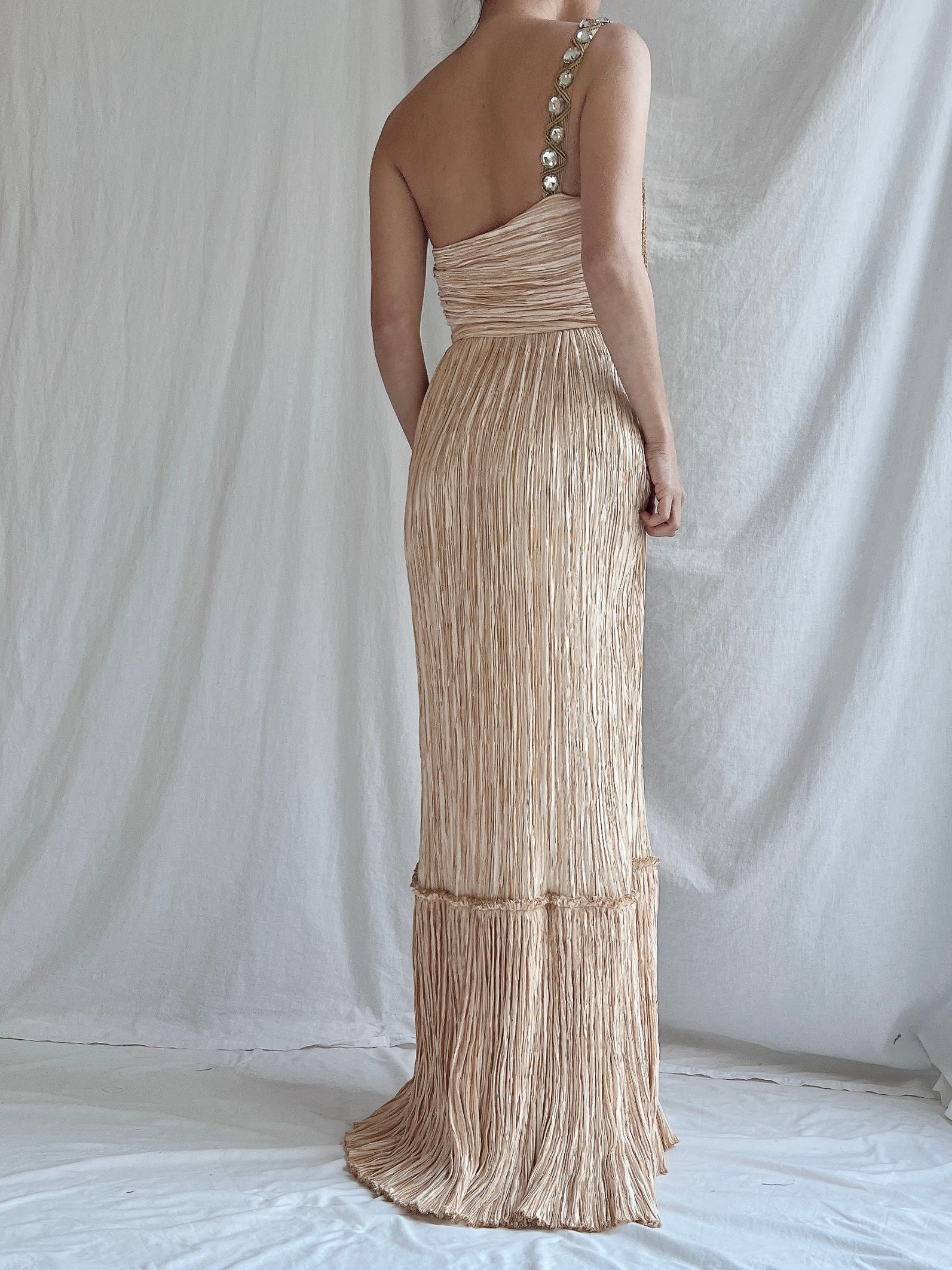 Vintage Mary McFadden Pleated Gown - M